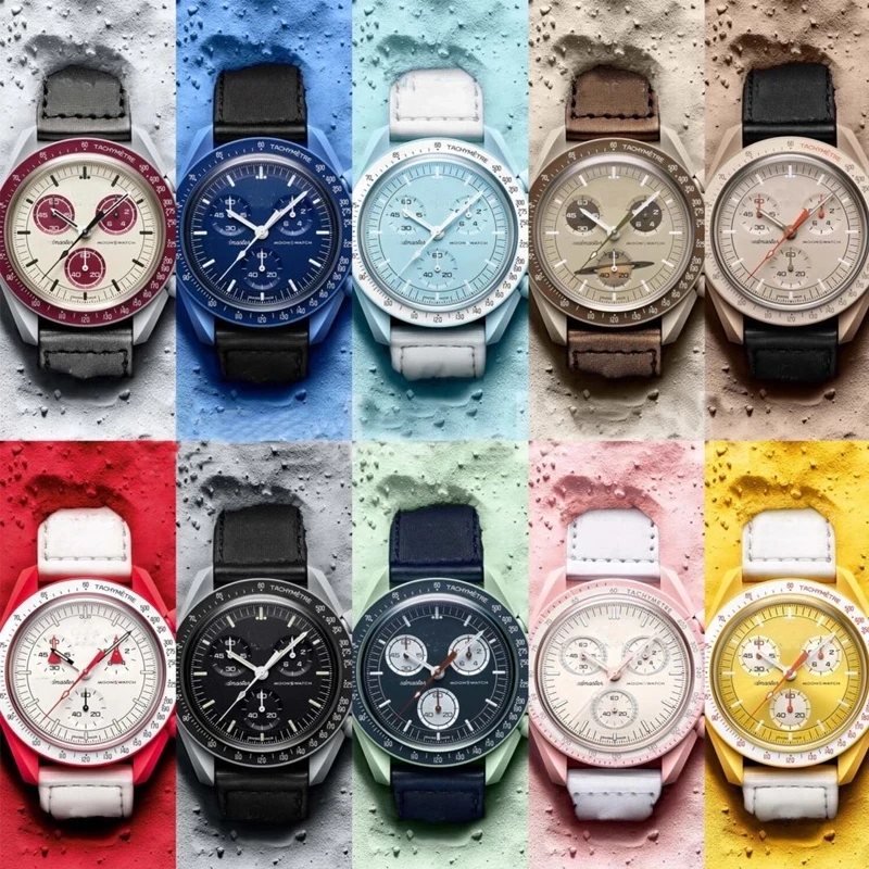 

New brand swatch luxury luminous fashion couple Chronograph multi-functional alloy quartz watch luminous leather strap quality
