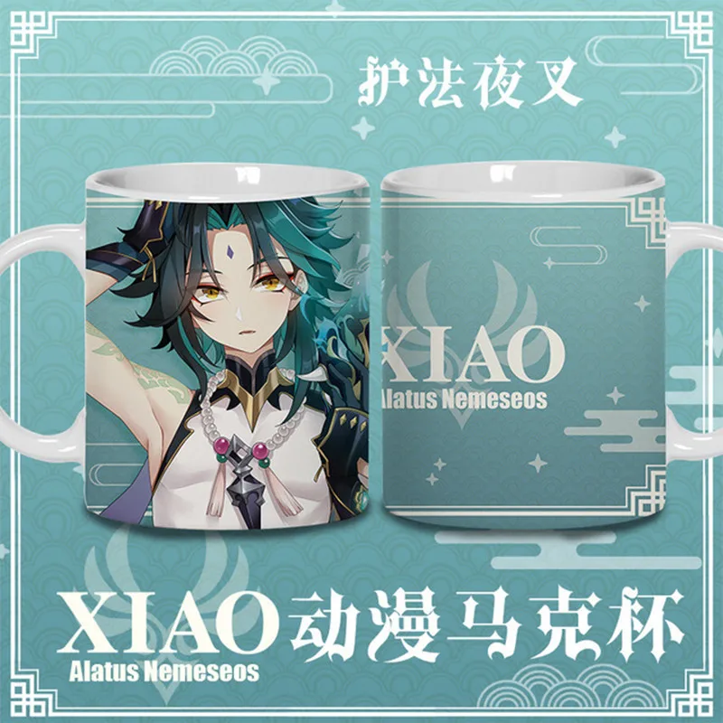 Кружка Game Genshin Impact Xiao Zhongli Venti, керамическая чашка для мужчин, женщин, Мужская чашка, мультяшная чашка для кофе с горячей стемпингой, студенческие подарки