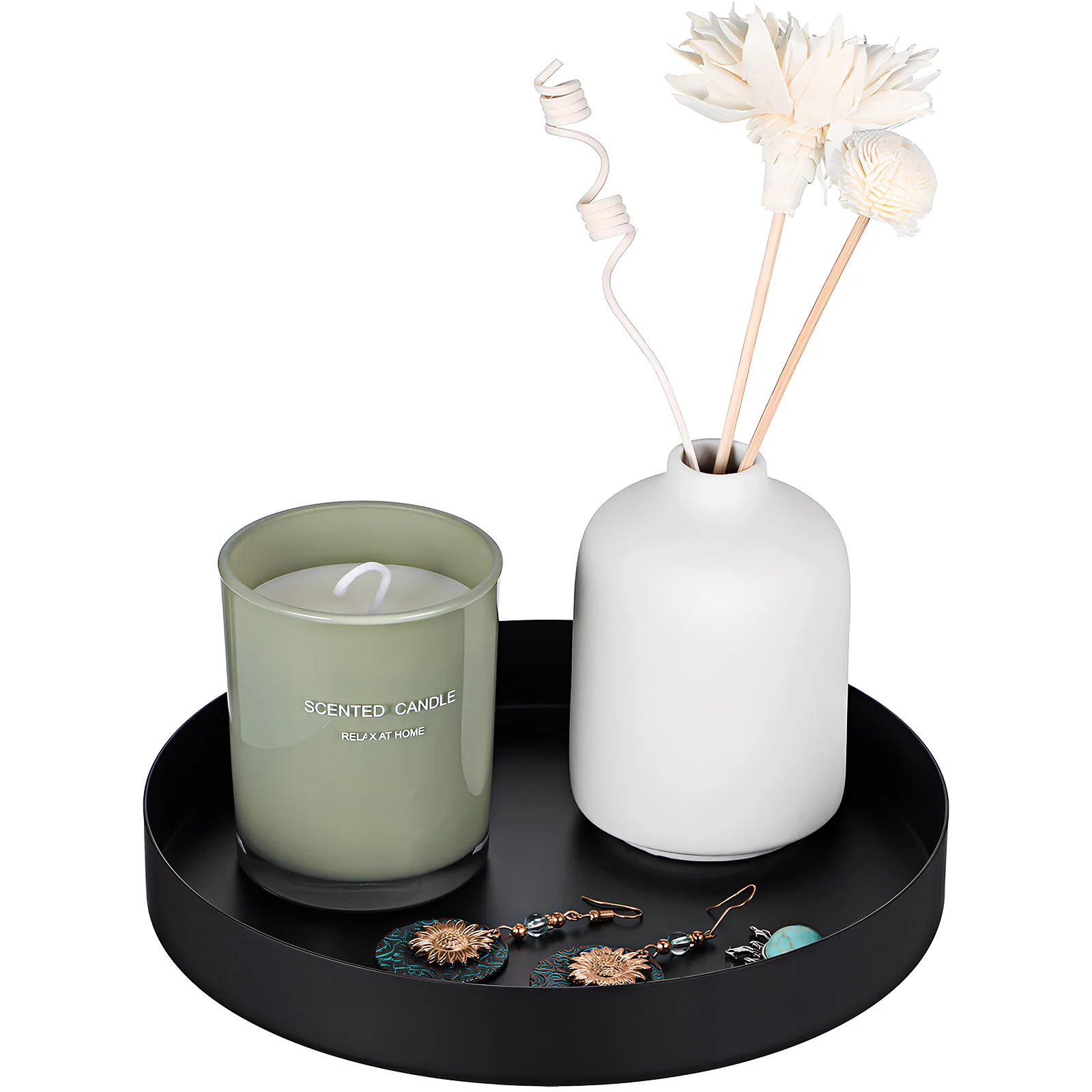 Металлический поднос круглый черный большой журнальный столик подносы из