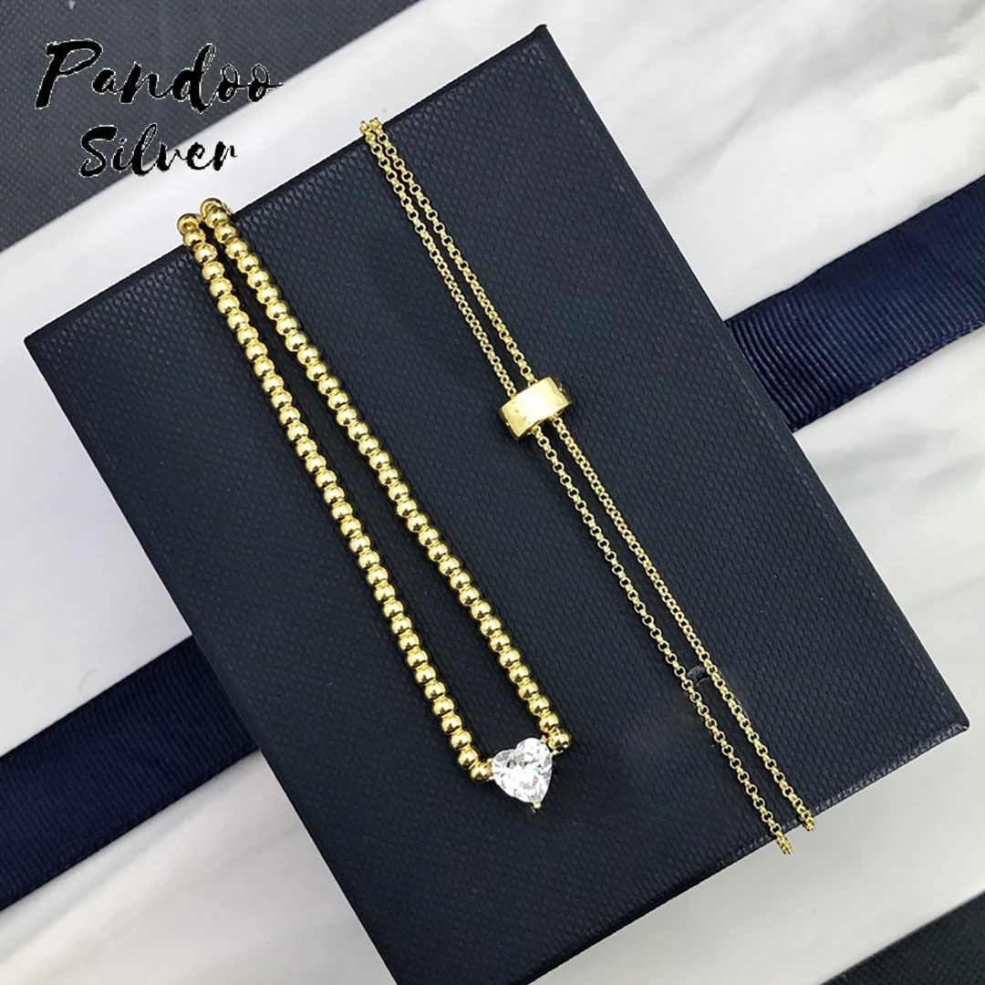 

Fashion Charm Sterling Silver Original Jewelry,SOLEIL Drop Heart Adjustable Necklace For Women Luxury Gift With Logo