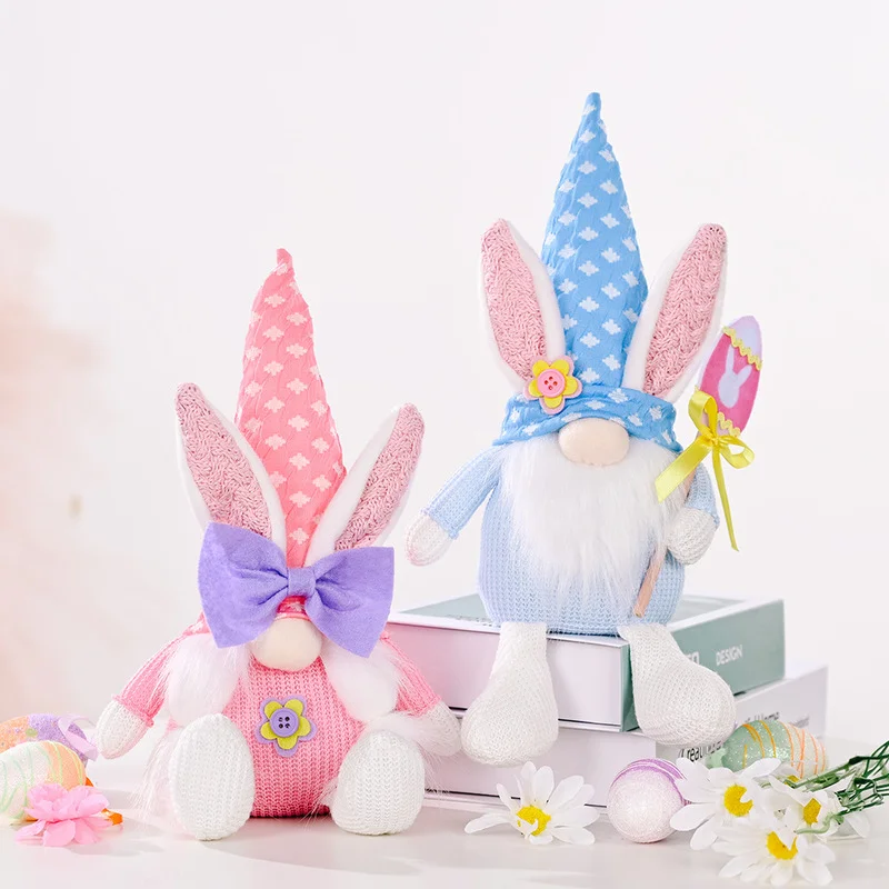 

Easter Decoration Rabbit Doll Ornaments Gnome Plush Bunny Doll Cartoon Easter Faceless Doll Bow Decoration Party Children Gift