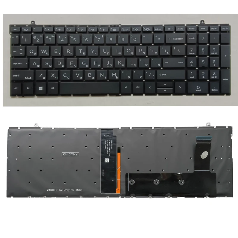 XIN-Russian-US Клавиатура для ноутбука с подсветкой HP ProBook 450 G9 455 455R HSN-Q34C-4