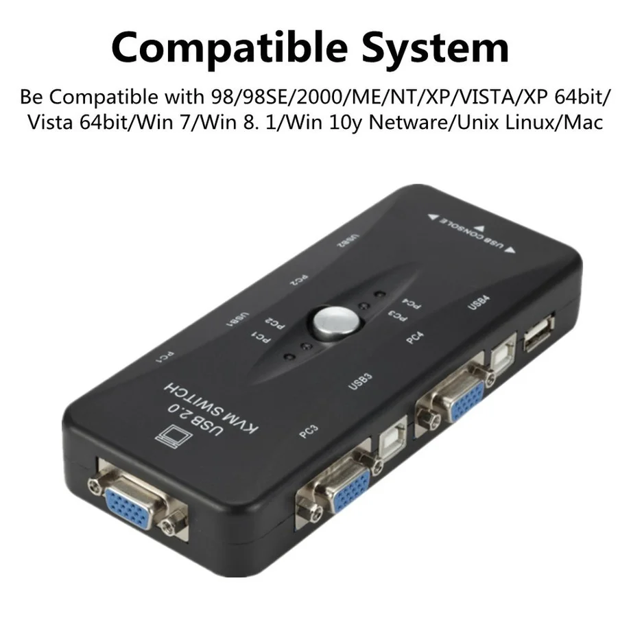 KVM-переключатель PzzPss 4 порта USB 2 0 VGA сплиттер мышь принтер клавиатура