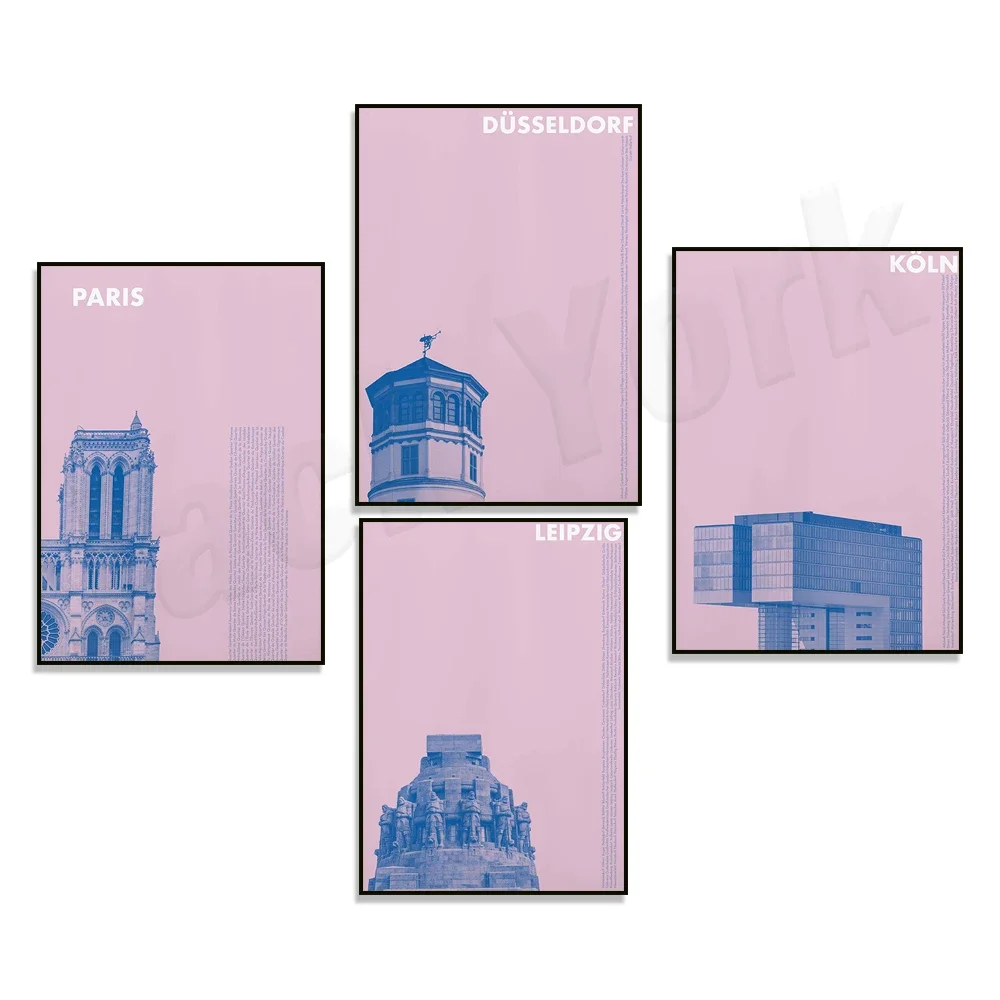 Нотр-Дам Собор Лейпциг Дассфедорф Одеколонные крановые домики. Винтажный постер