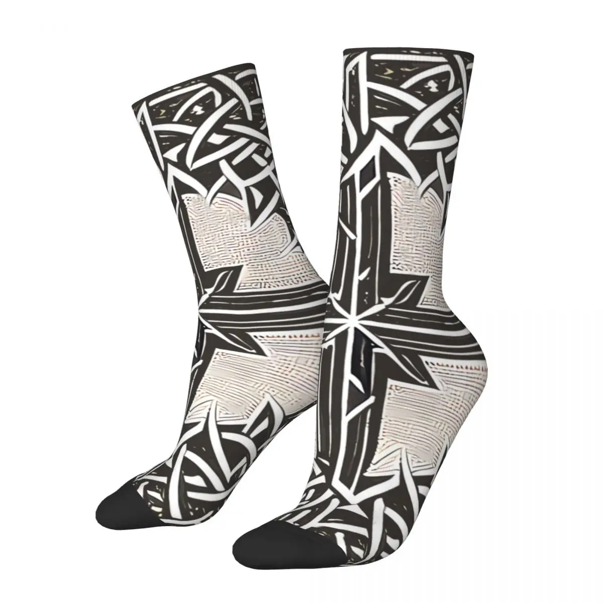 

Забавные сумасшедшие носки для мужчин, кельтский крест, винтажный крест, распятие, качественный узор, с принтом, повседневный подарок