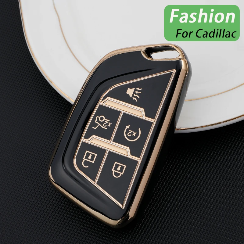 

For Cadillac CT4 CT5 2019 2020 New TPU Car Remote Key Case Cover 5 Buttons Smart Key Holder Shell Fob Car Styling Accessories