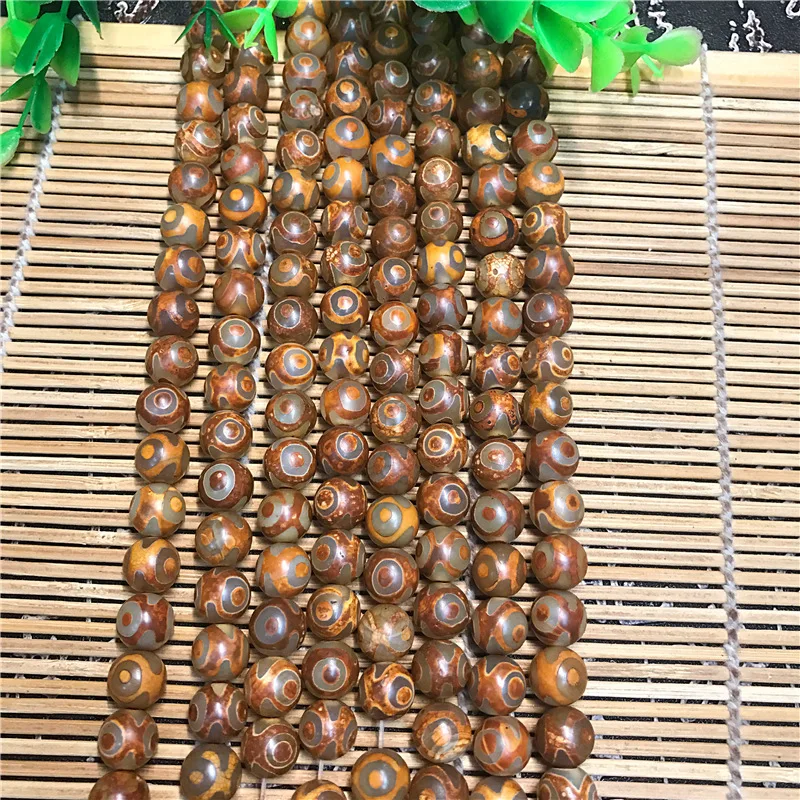 

A Strand of Treasure Magic Power Magic LKbrother Magic Energy Tibetan Old Agate Tiger Tooth 3 Eyed Round dZi Bead For DIY