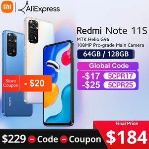 Смартфон Xiaomi Redmi Note 11S, телефон, 64 ГБ128 ГБ, Восьмиядерный процессор Helio G96, аккумулятор 5000 мАч, 33 Вт, профессиональная зарядка, камера МП
