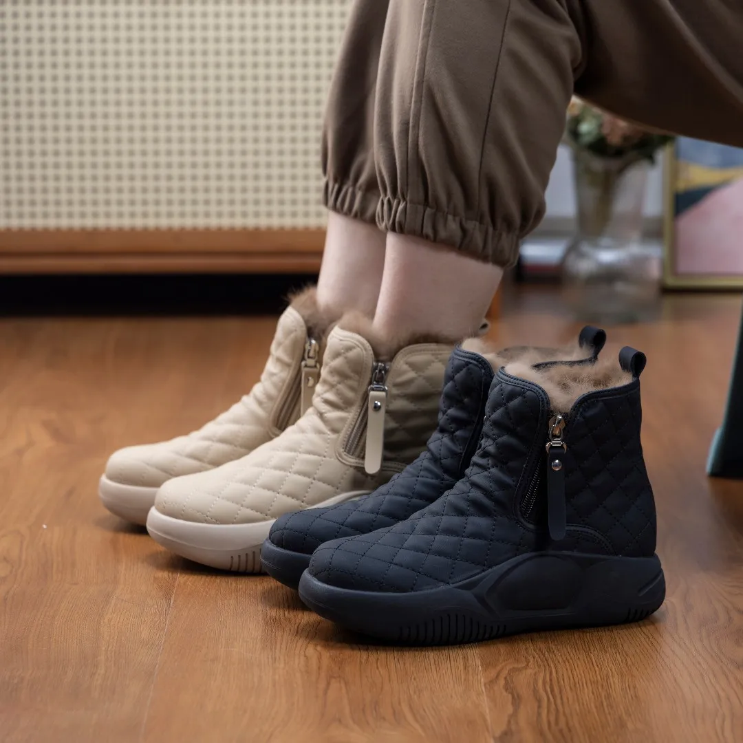 

Women Snow Boots Winter Height Plush Warm Ankle Boots Fashion Solid Color Thick Soled Zipper Women Shoes Botas De Nieve Mujer
