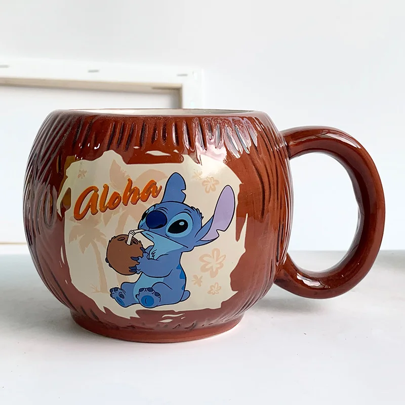 

400ml Disney Lilo & Stitch Ceramic Mug Coconut Tree Series Action Figure Toys Room Decoration Cute Mug Cup Gifts for Kids Gilrs
