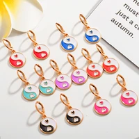 chinese style cute multicolor glazed love pendant earrings metal enamel yin yang gossip circle earring creative geometric jewely