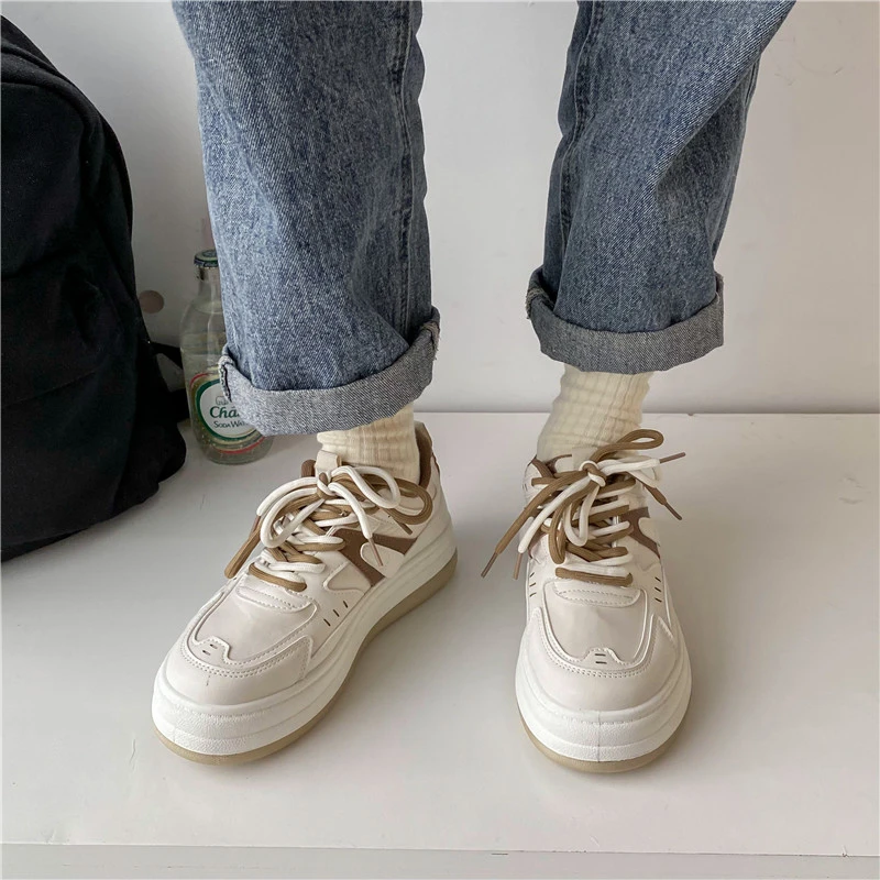 Casual Sneakers Women Comfortable Soft Retro Preppy Style Vulcanized Women's Shoes 2023 New Street Thick Sole Shoes Ladies