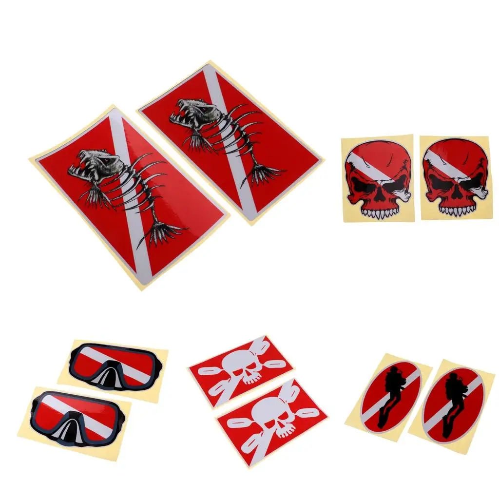 Большая светоотражающая наклейка для дайвера скелета рыбы подводного плавания