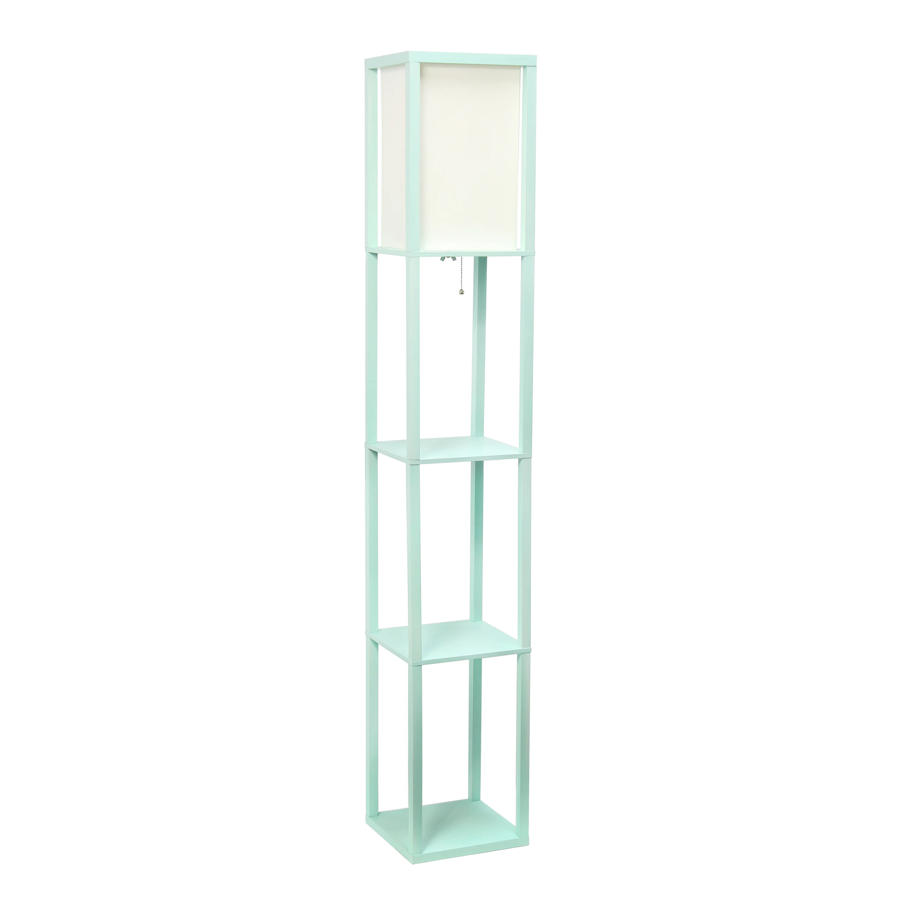 

HMTX Floor Lamp Etagere Organizer Storage Shelf with Linen Shade, Aqua