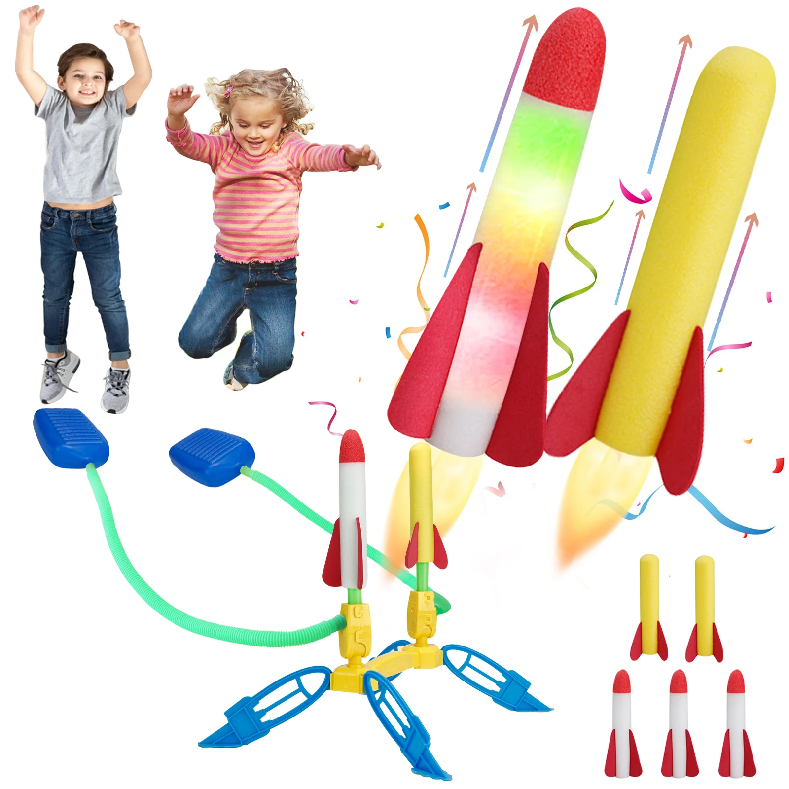 

2022 New Children Outdoor Foot Launcher Eva Foam Cotton Material Soaring Rocket Parent Child Interaction Safety Sports Toys