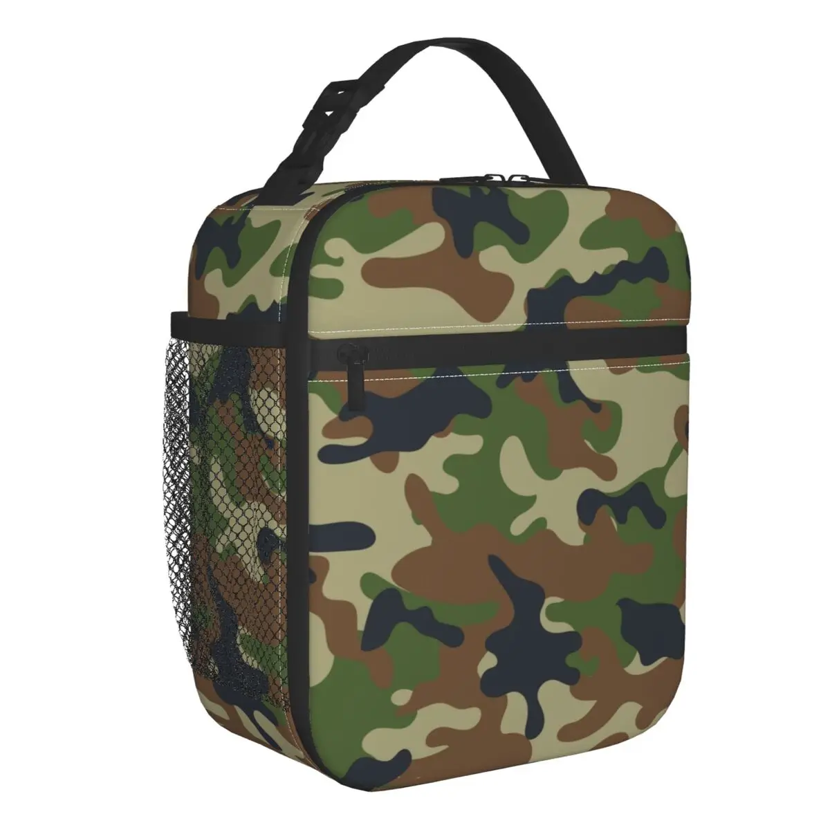 Custom Woodland Camouflage Lunch Bag Women Cooler Thermal Insulated Lunch Boxes for Adult Office