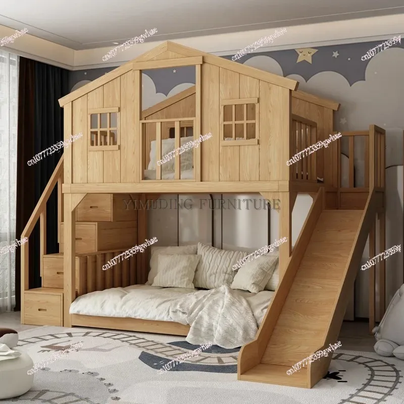 Детская двухъярусная кровать из массива дерева верхняя и нижняя высокий низкий