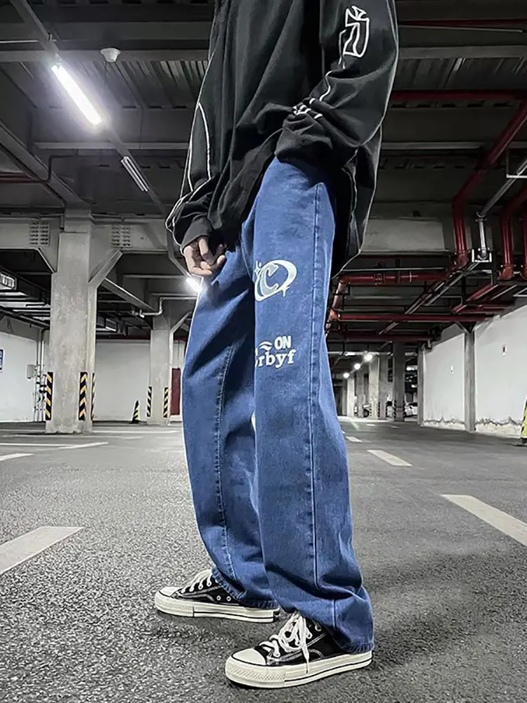 

Retro Letter Embroidery Jean Women high waiste Casual Straight Denim Trousers Harajuku Oversize 90s Streetwear Pockets Trend2022
