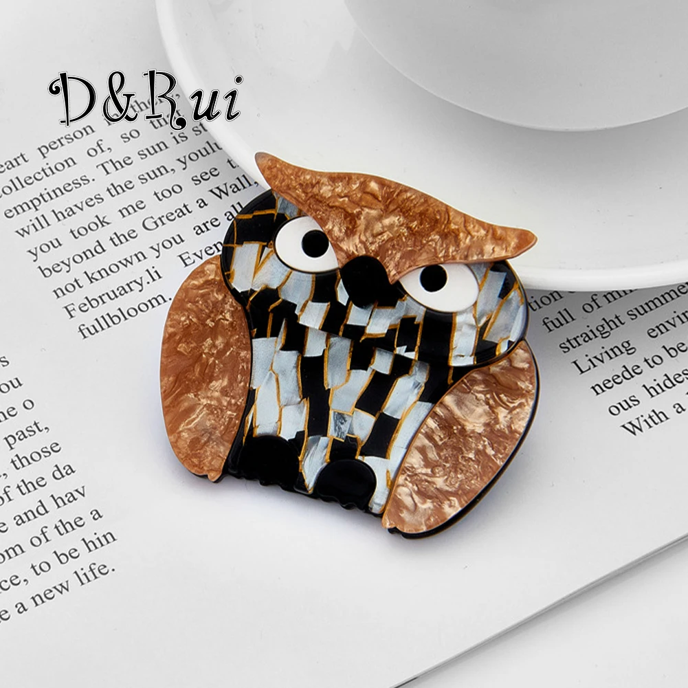 

D&Rui New Brown Owl Brooches Fashion Acrylic Fierce Animal Lapel Pins Clothing Backpack Accessories Women Gift Brooch