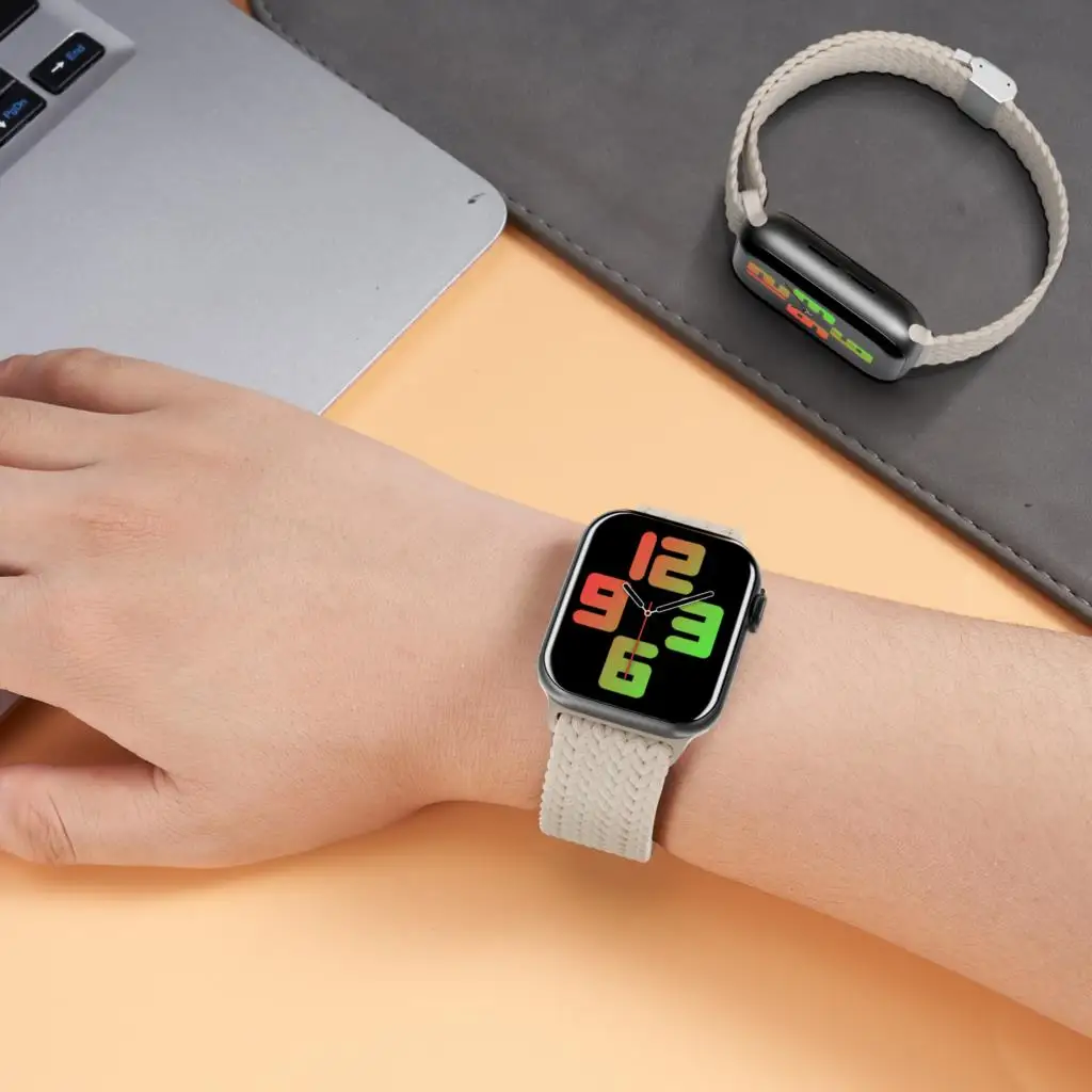Фото Ремешки для Apple Watch 10, ремешок 42 мм, 46 мм, 44 мм, 45 мм, 41 мм, 40 мм, плетеный ремень, браслет correa iWatch Series 9 7 8 5 SE 6 Ultra 49 мм №5