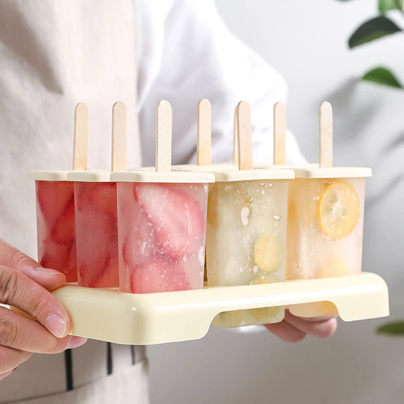

Ice Cream Mold Popsicle Mold 4/9pcs For Freezer Fruit Ice Cube Maker Dessert with Stick and Lid Reusable Creative Kitchen Tool