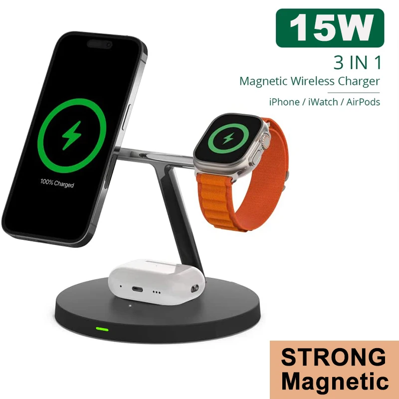 

MagSafe 3-in-1 Wireless Charging Stand -2ND GEN for Apple Watch iPhone Airpods Apple Samsung Android Fast Charging Dock Station