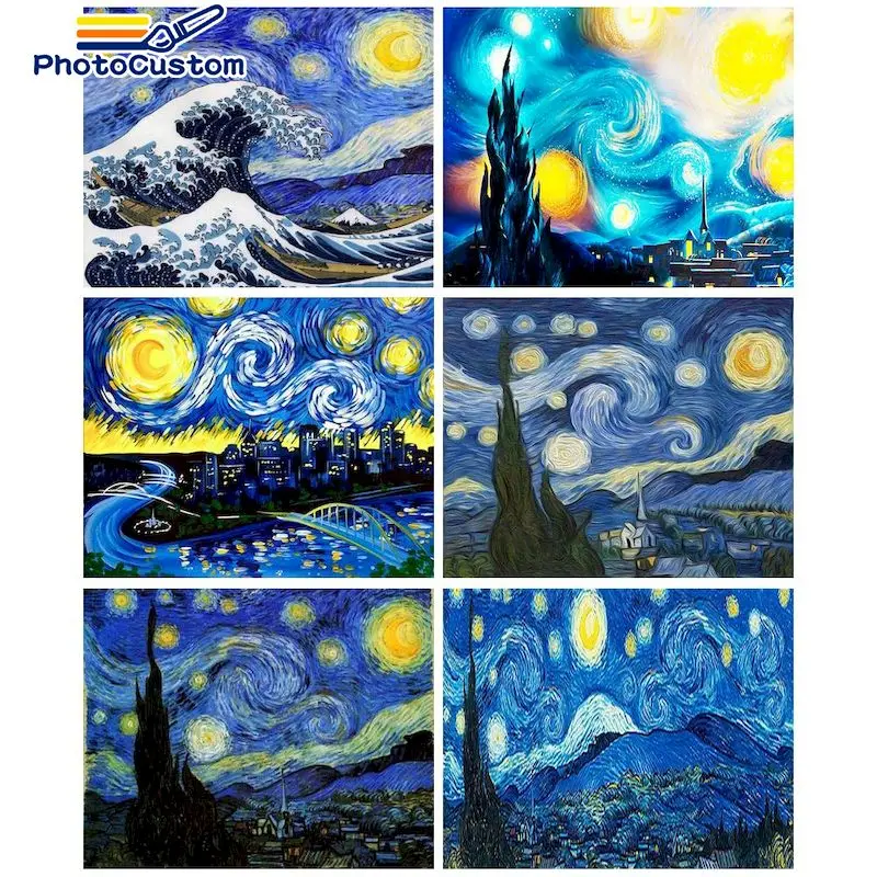 

PhotoCustom DIY Pictures By Number Sky Kits Home Decor Painting By Numbers Scenery Drawing On Canvas HandPainted Art Gift