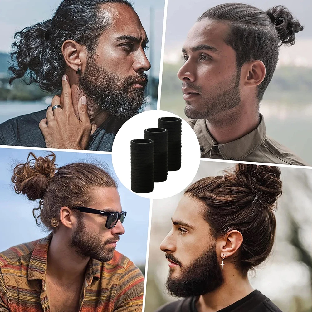 6/20/45pcs Black Hair Ties for Men Thick Curly Hair Bulk Hair Ties Ponytail Holders Hair Elastics Bands Sport Hair Accessories images - 6