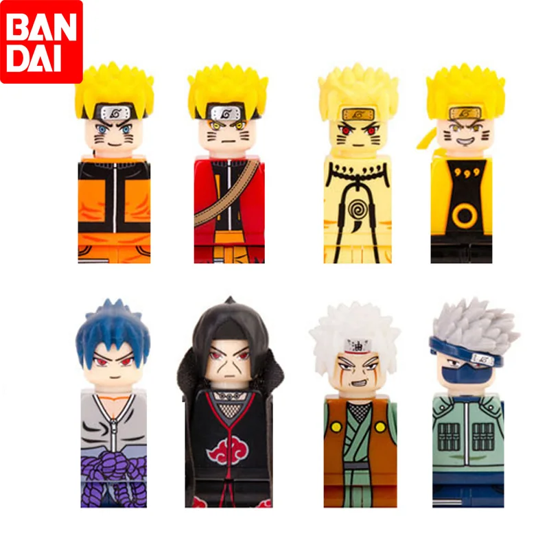 

Anime 8pcs Naruto Kids Assemble dolls Gifts Building Blocks Bricks Mini Action Figures Kids Assembly Cartoon Toys Gifts