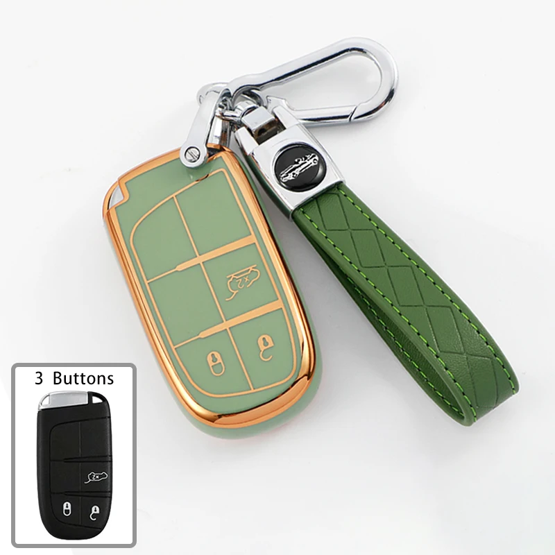 

TPU Car Smart Key Case Cover for Jeep Renegade Frand Cherokee Dodge Journey Charger Chrysler 200 300 300C Shell Fob Protector