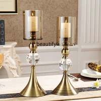 zqamerican retro simple crystal glass meal french romantic dinner candlestick decorations