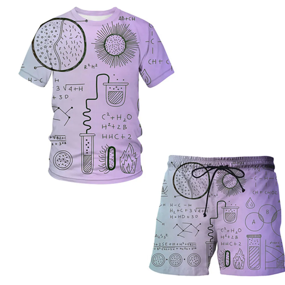 

2023 Mathematical Formula 3D Print Trend T-Shirts Shorts Sets Men Fashion Oversized Short Sleeve T-Shirt Set Male Funny Clothing