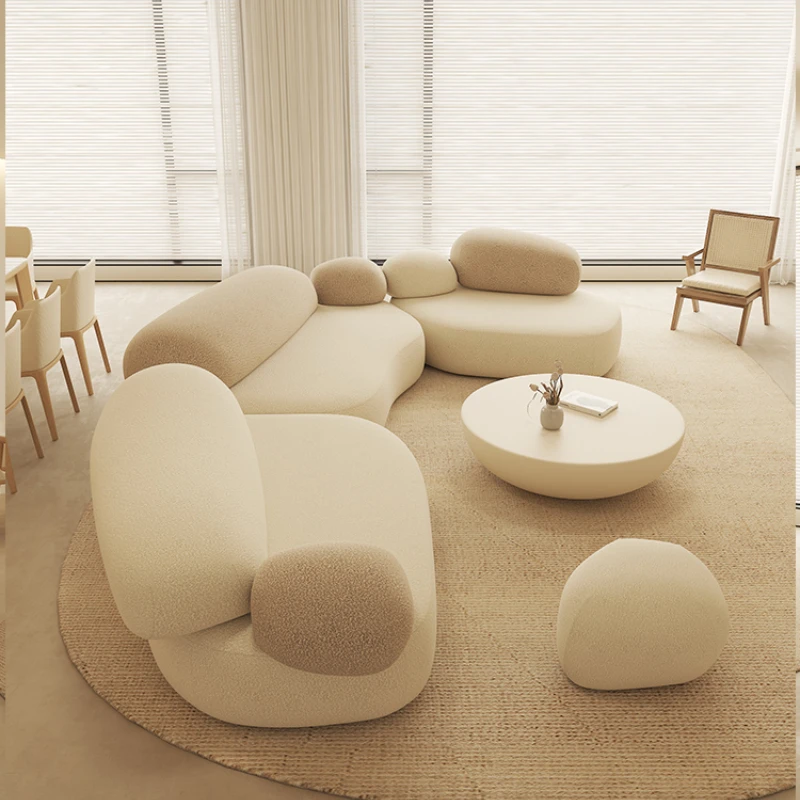 

Cream style fabric sofa, pebble shaped sofa, popular new model in 2023