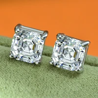 pansysen classic 3ct 7mm square lab moissanite diamond stud earrings 100 pure 925 sterling silver fine jewelry wedding gifts