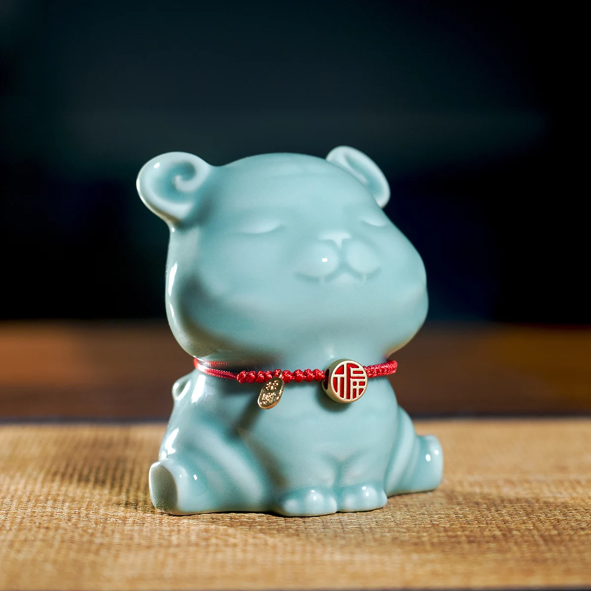 

Маленький тигр, новый год, Селадон, тигр, креативное украшение, керамическое украшение, фигурка животного