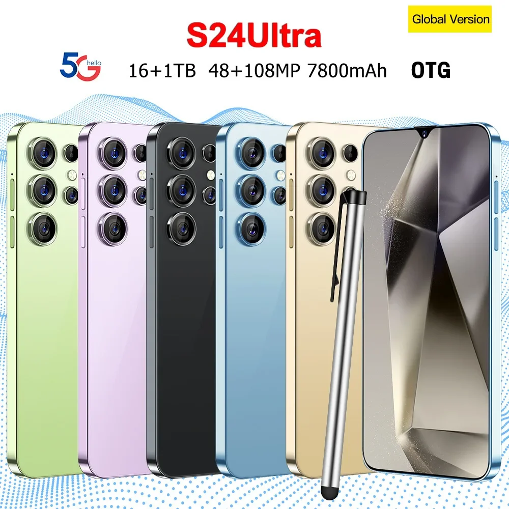 Оригинальный глобальный смартфон S24Ultra 5G 7 3 дюйма HD 16 + 1 T 8800 мАч 48 72 МП мобильный