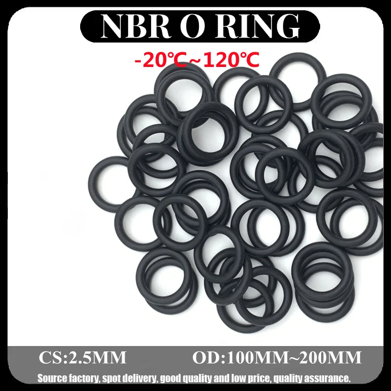 

5pcs NBR O Ring Oil Sealing Gaskets CS 2.5mm OD 100~200mm Automobile Nitrile Rubber Round Shape Corrosion Resistant Seal Washers