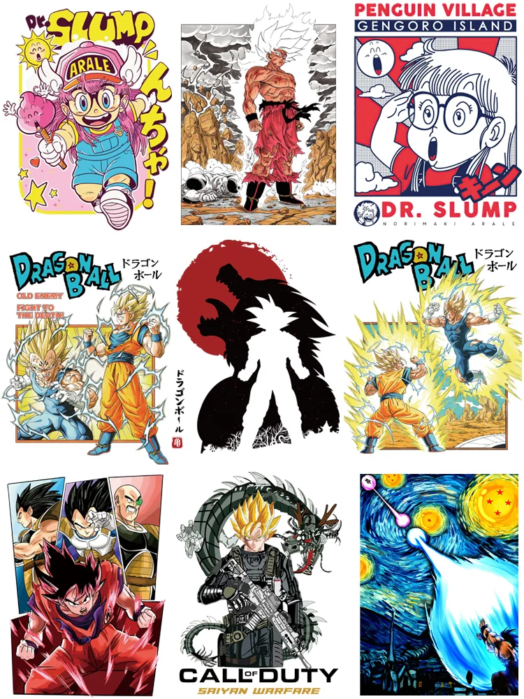 

Popular Dragon Ball Clothing thermoadhesive patches DR SLUMP printing for clothes thermo-stickers for children