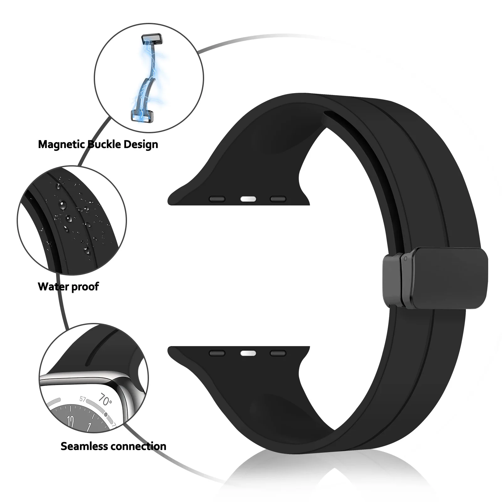 Ремешок силиконовый для Apple watch band 49 мм 44 45 41 40 42 38 магнитный браслет iWatch Series ultra 2 9 8