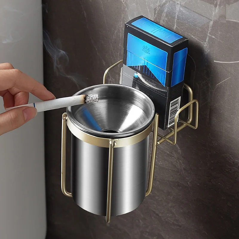 

Creative Stainless Steel Fashion Wall-mounted Ashtray Household Ashtray Bathroom Ashtray Personality Punch-free Portable Ashtray