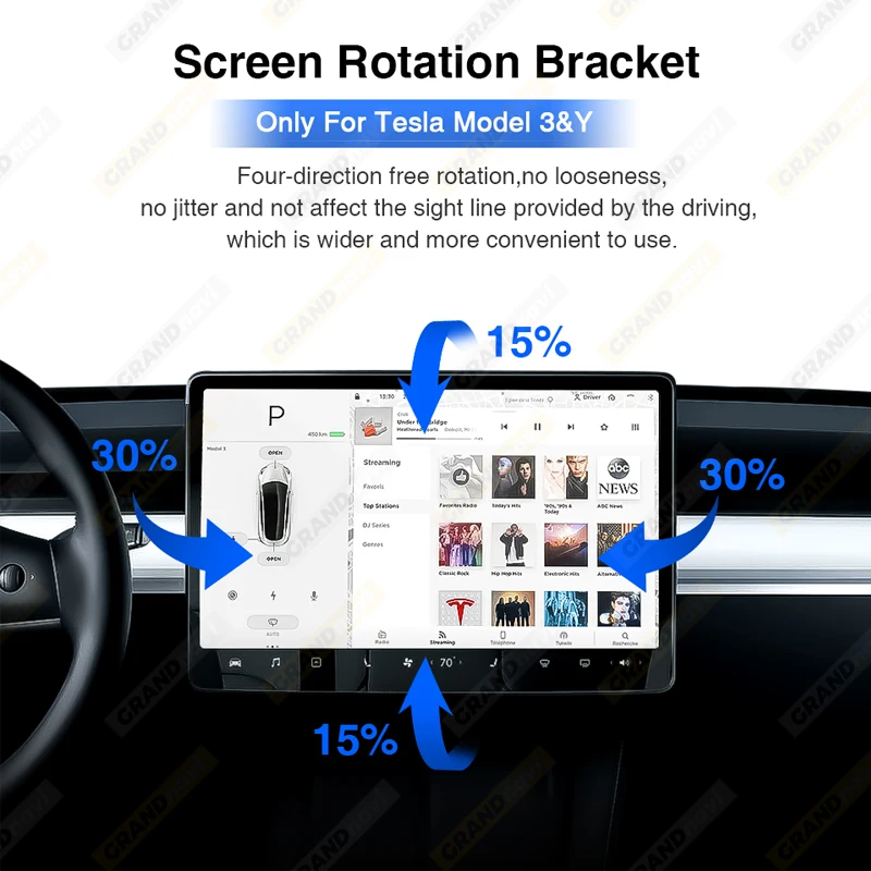 Поворотный кронштейн экрана для Tesla 2017-2023 Model 3 2019-2024 Y модели 2024 Highland LHD RHD