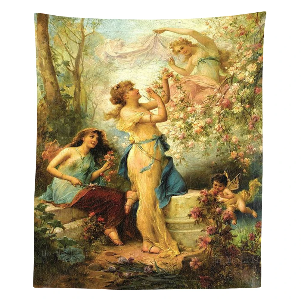 

Greek Classical Mythology Venus With Putti And Attendants Tapesty By Ho Me Lili For Livingroom Decor Wall Hanging