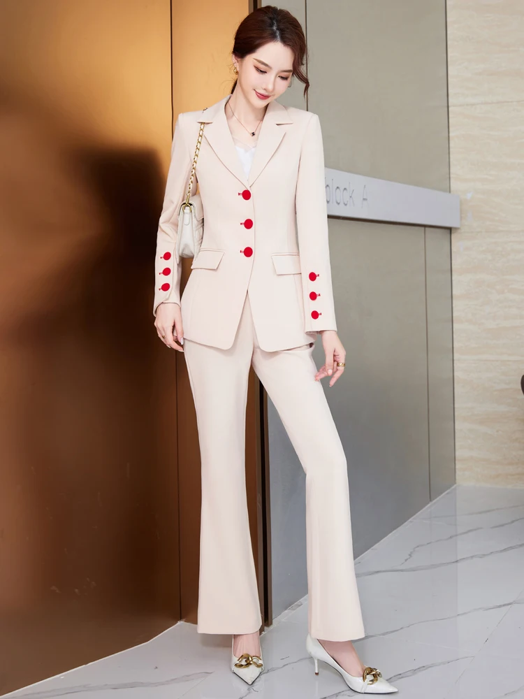 Red and White Autumn New Fashion Fake Two Pieces Casual Small Suit Temperament Suit Coat Professional Suit Small Fragrance Godde
