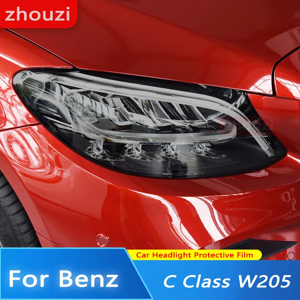 

For Mercedes Benz C Class W205 AMG Car Headlight Tint Black Protective Film Vinyl Taillight Transparent TPU Sticker Accessories