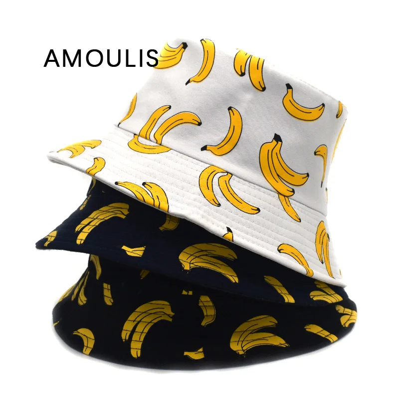 

AMOULIS Summer Bucket Hats for Women/Men Plaid Sun Hat Double-sided-wear Sun Protection Beach Caps Casual Cartoon Fisherman Hat