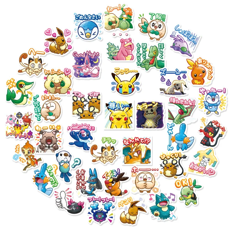 

40Pcs/Bag Pokémon Pikachu Hand Account Stickers Cute Cartoon Stickers Mobile Phone Water Cup Stationery Waterproof Stickers