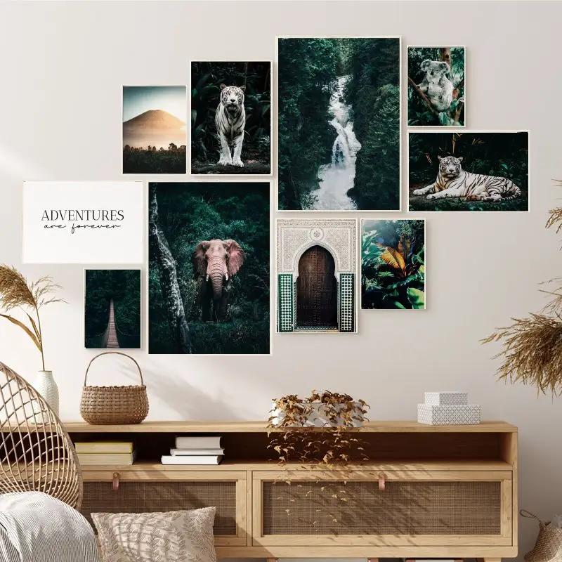 Зеленые джунгли тропические фотообои и принты Природный Пейзаж Плакат Белый