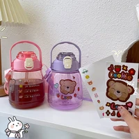 large capacity water bottle cute cartoon children water cup for school outdoor sports portable drinking bottle with straw kettle