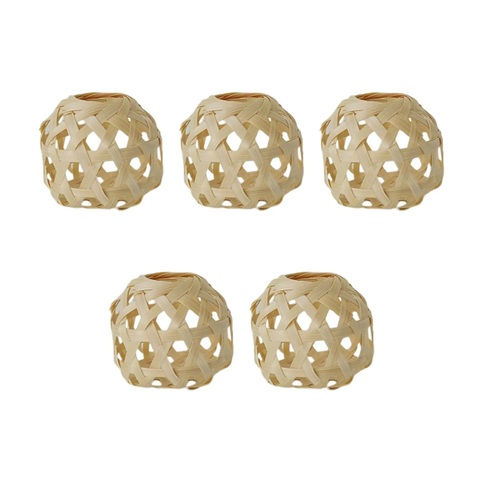 

5x Bamboo Handwoven Lamp Shade Removable Light Cover for