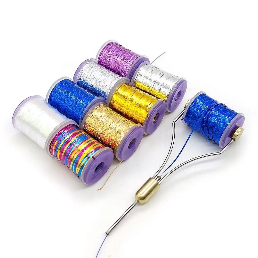 Голографическая плоская мишура 120 ярдов 1 мм мишура блестящий материал для вязания маленькая Нимфа материалы для вязания мушек